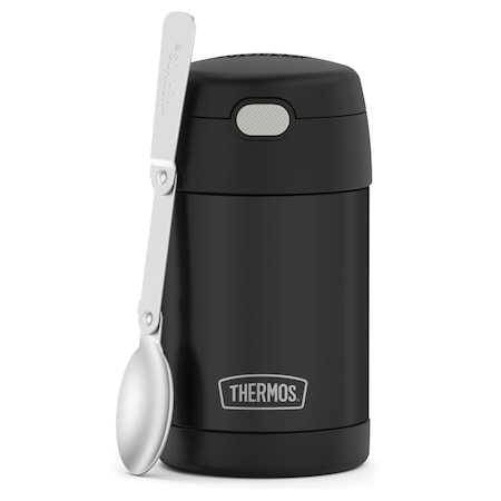 Thermos 16-Ounce FUNtainer Vacuum-Insulated Stainless Steel Food Jar with Folding Spoon (Black Matte) F31101BK6